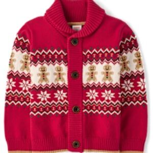 Gymboree Red Holiday Sweater with Gingerbread Pattern